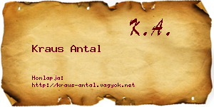 Kraus Antal névjegykártya